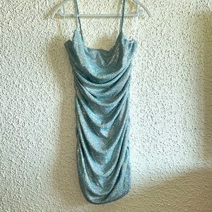 Embellished Silver Mini Dress